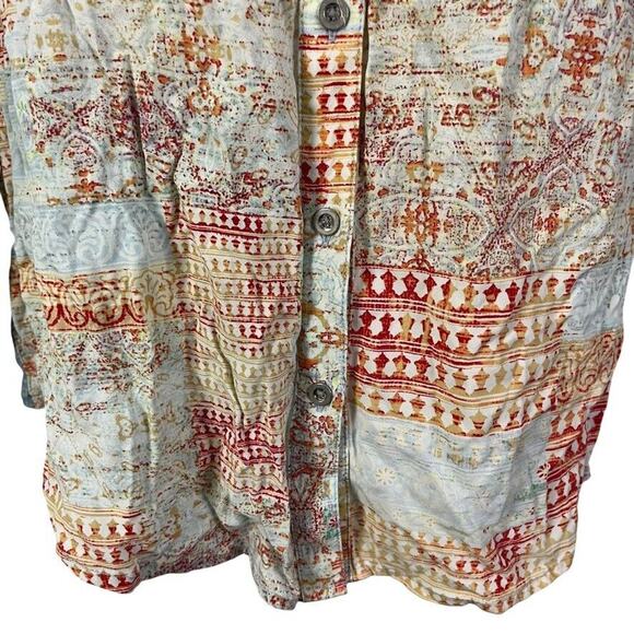 Chicos Womens Chambray Button Up Mixed Media Crochet Lace Shirt Top Blouse 2 / L - Picture 7 of 16